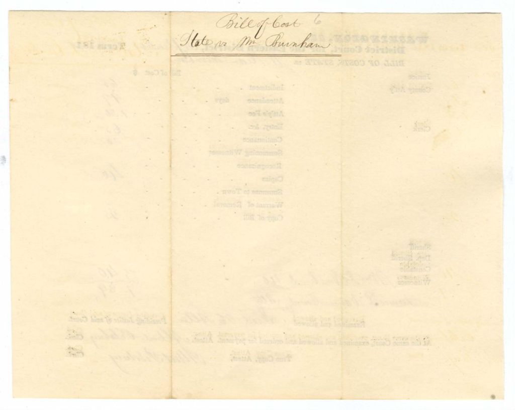 Miniature of September Term - Bill of Cost No. 6: State v. William Burnham