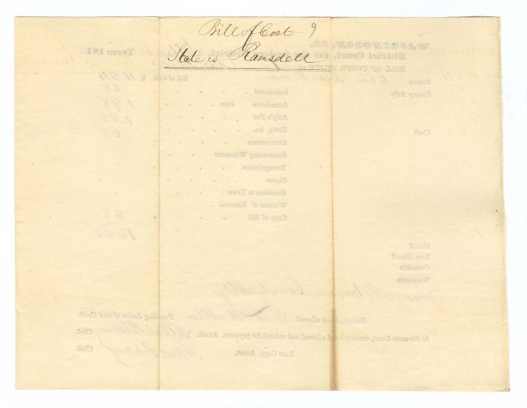 Miniature of September Term - Bill of Cost No. 9: State v. Aaron Ramsdell