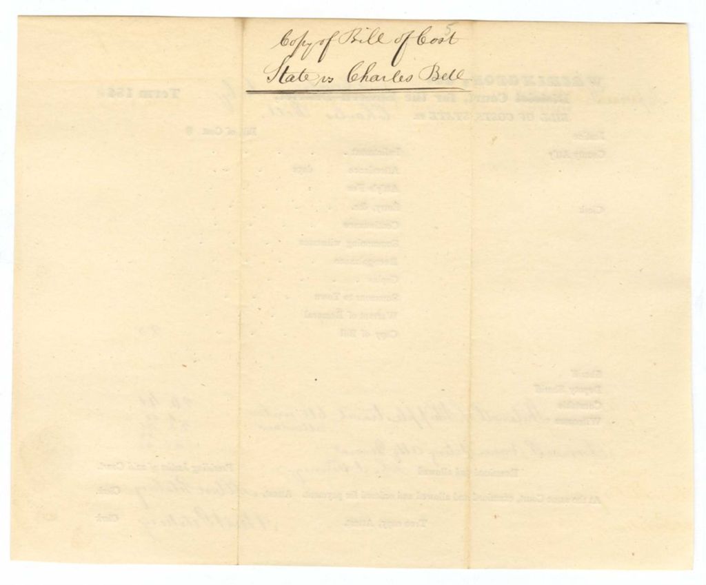Miniature of July Term - Bill of Cost No. 5: State v. Charles Bell