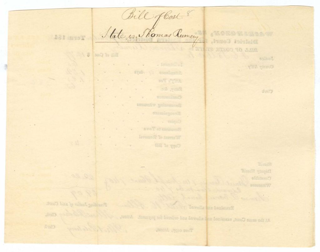 Miniature of September Term - Bill of Cost No. 8: State v. Thomas [Rumery?]