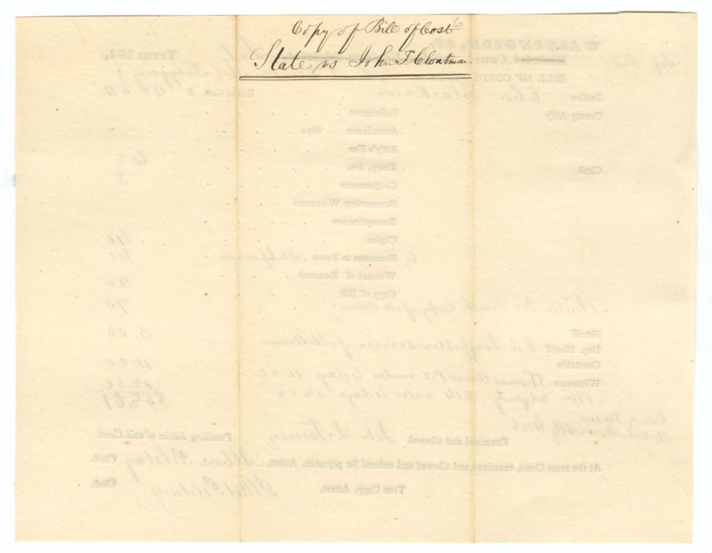 Miniature of July Term - Bill of Cost No. 6: State v. John F. Cloutman