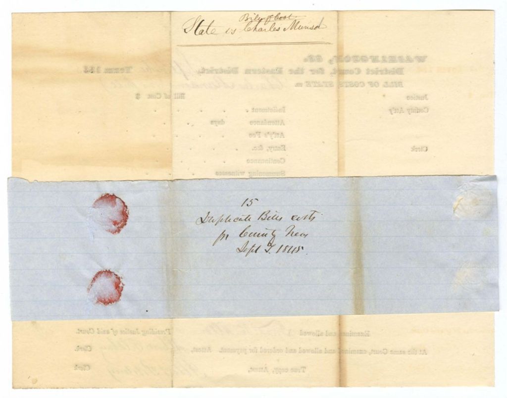 Miniature of September Term - Bill of Cost No. 1: State v. Charles Munson