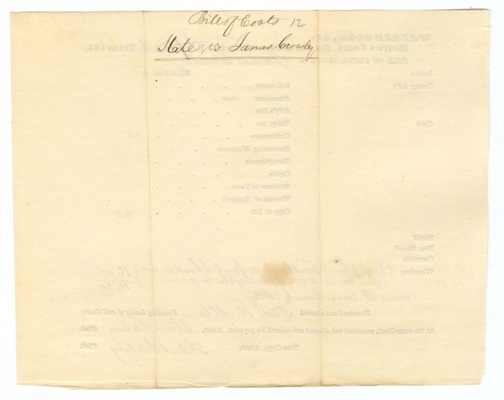 Miniature of September Term - Bill of Cost No. 12: State v. James Crowley