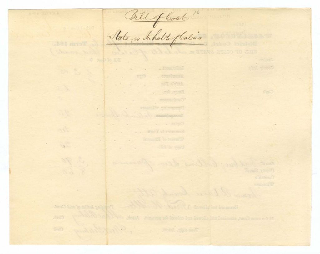 Miniature of September Term - Bill of Cost No. 10: State v. Inhabitants of Calais
