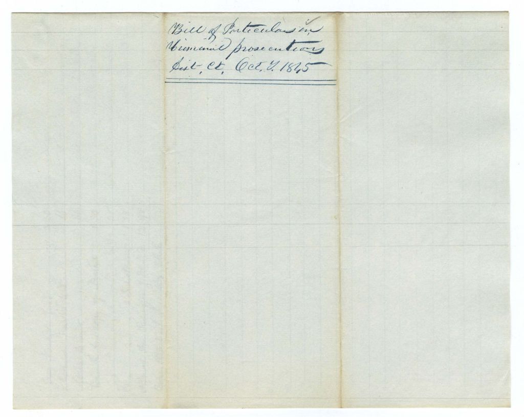 Miniature of Bill of Particulars in Criminal Prosecutions, Supreme Judicial Court October Term