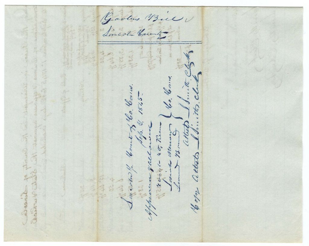 Miniature of Gaoler's Bill, Lincoln County