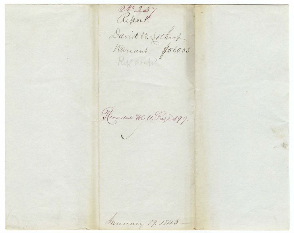 Miniature of Report 237: Report on the warrant in favor of David W. Lothrop, Treasurer of Waldo County