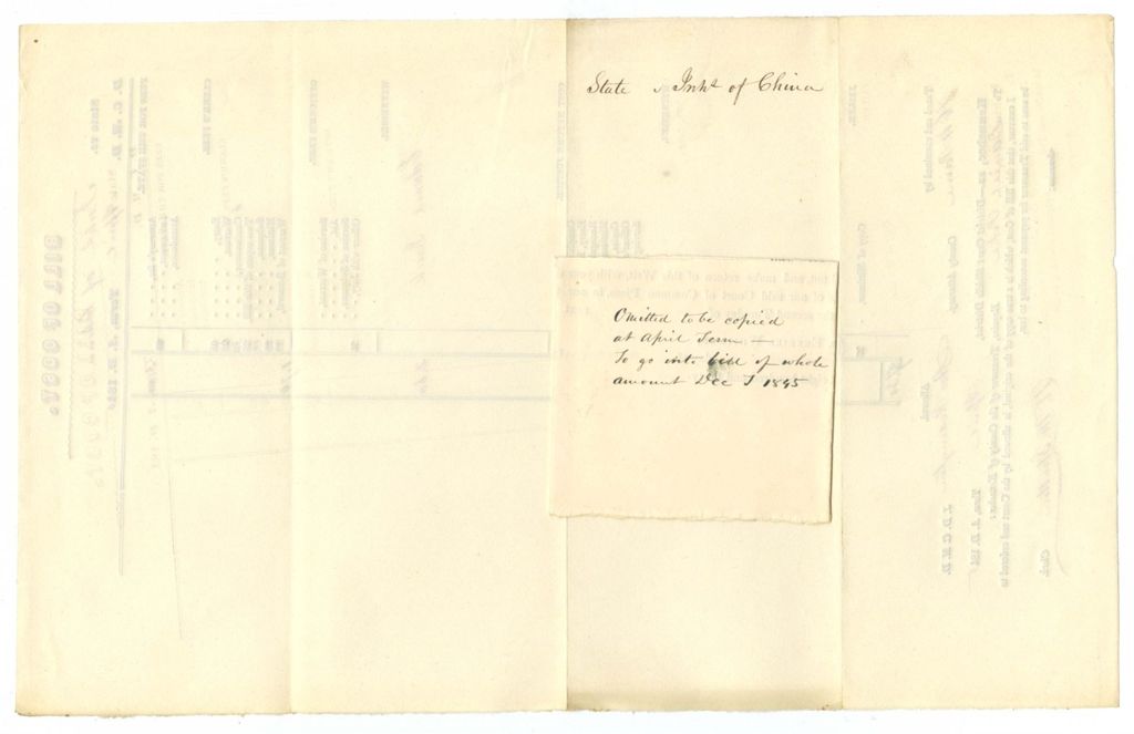 Miniature of Bill of Cost, State v. Inhabitants of China