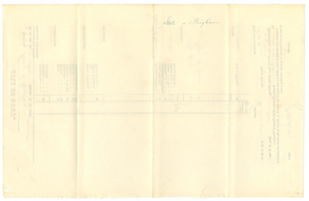 Miniature of Bill of Cost, State v. Thomas C. Brigham