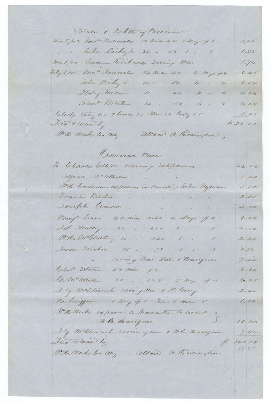 Miniature of Bills of Cost, Waldo County District Court August Term