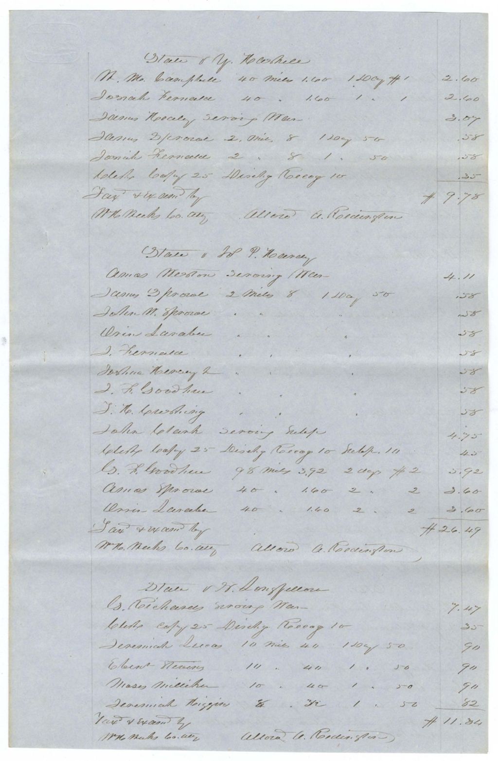 Miniature of Bills of Cost, Waldo County District Court August Term