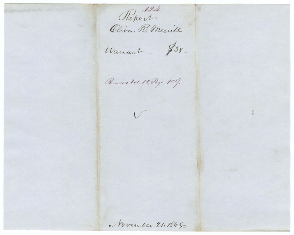 Miniature of Report 124: Report on the warrant in favor of O. E. Merrill