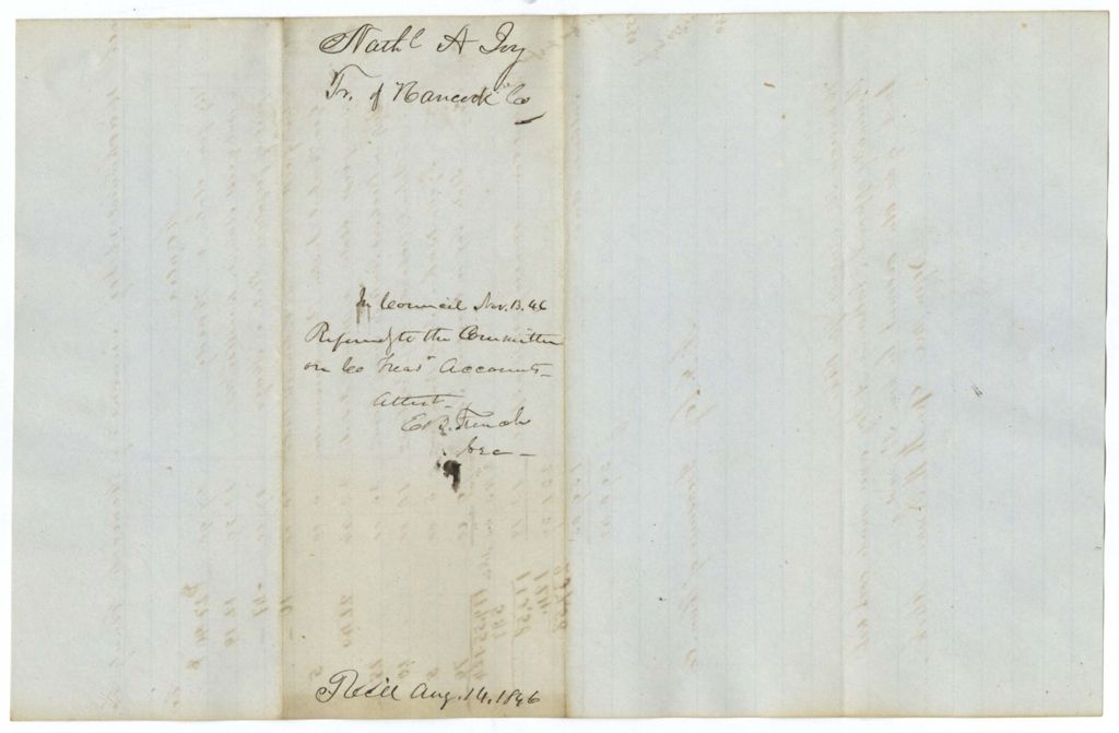 Miniature of Account of Nathaniel A. Joy, Treasurer of Hancock County