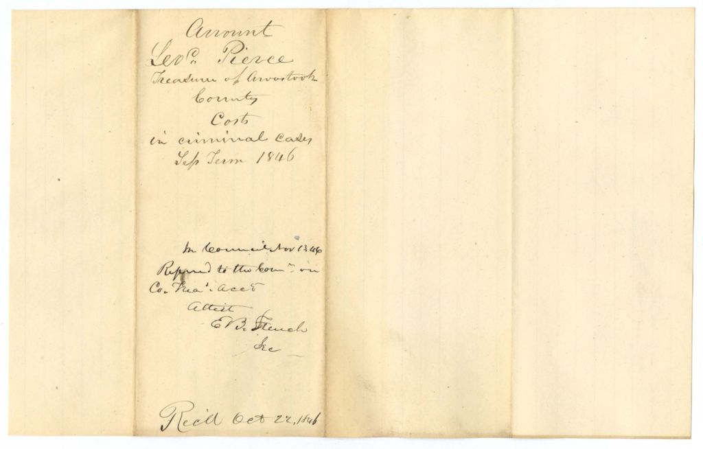 Miniature of Account of Leon Pierce, Treasurer of Aroostook County