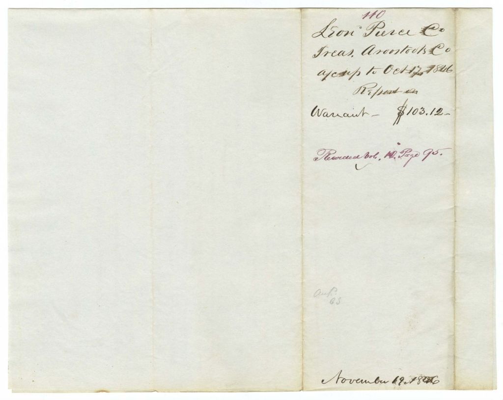 Miniature of Report 110: Report on the account of Leon Pierce, Treasurer of Aroostook County