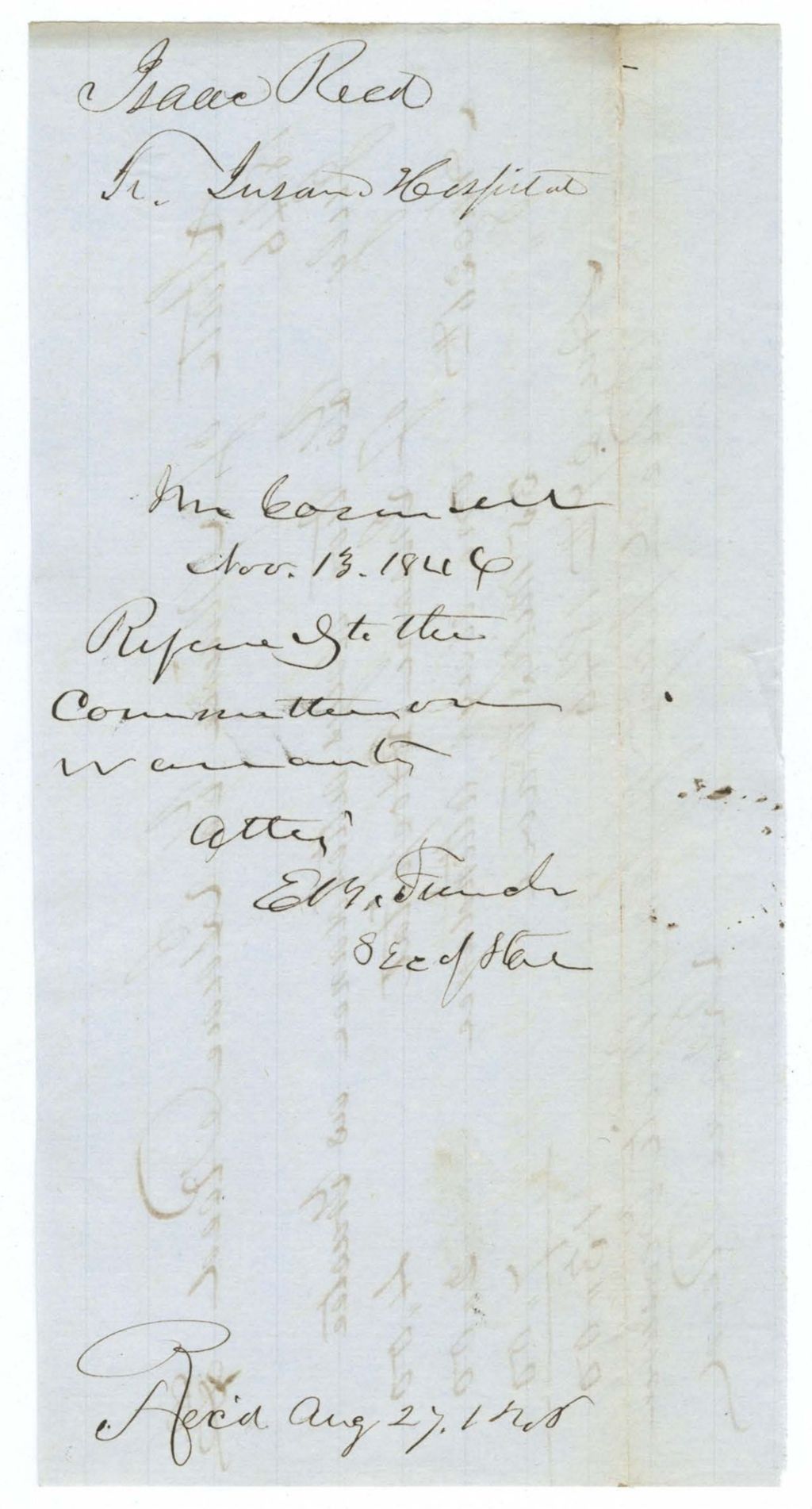 Miniature of Voucher, Isaac Reed