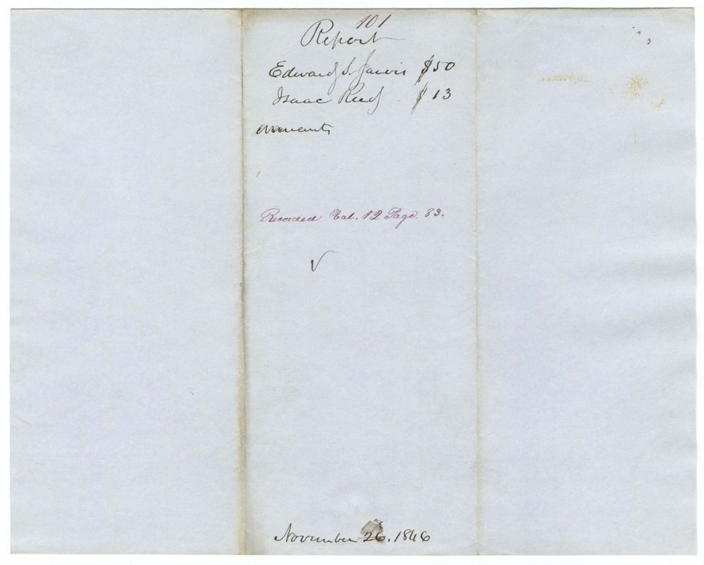 Miniature of Report 101: Report on the warrant in favor of Edward S. Jarvis and Isaac Reed