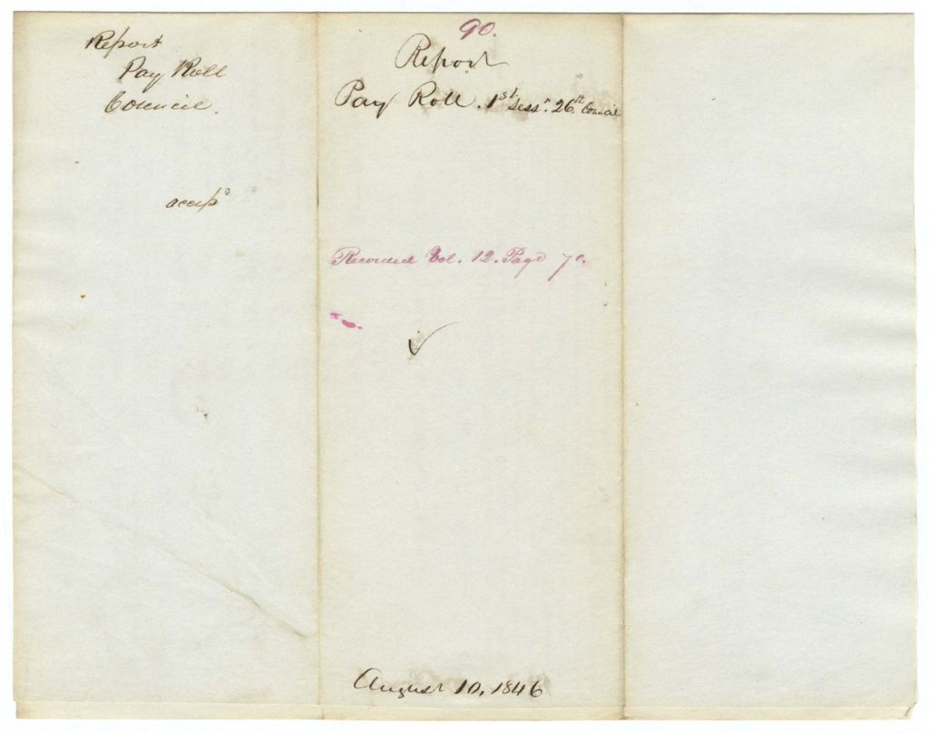 Miniature of Report 90: Report on the payroll of the 1st Session of the 26th Council