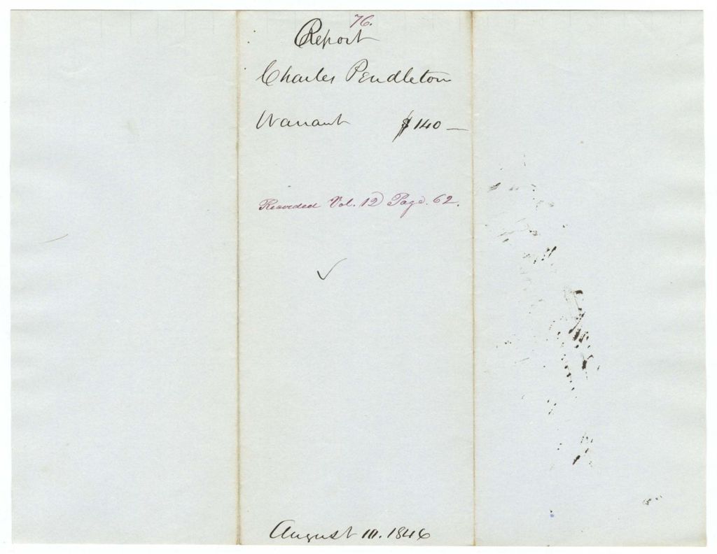Miniature of Report 76: Report on the warrant in favor of Charles Pendleton