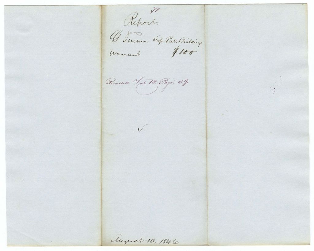 Miniature of Report 71: Report on the warrant in favor of Gilman Turner, Superintendent of Public Buildings, for fuel and lights