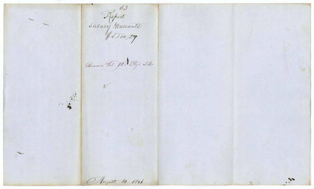 Miniature of Report 63: Report on the warrant for salaries