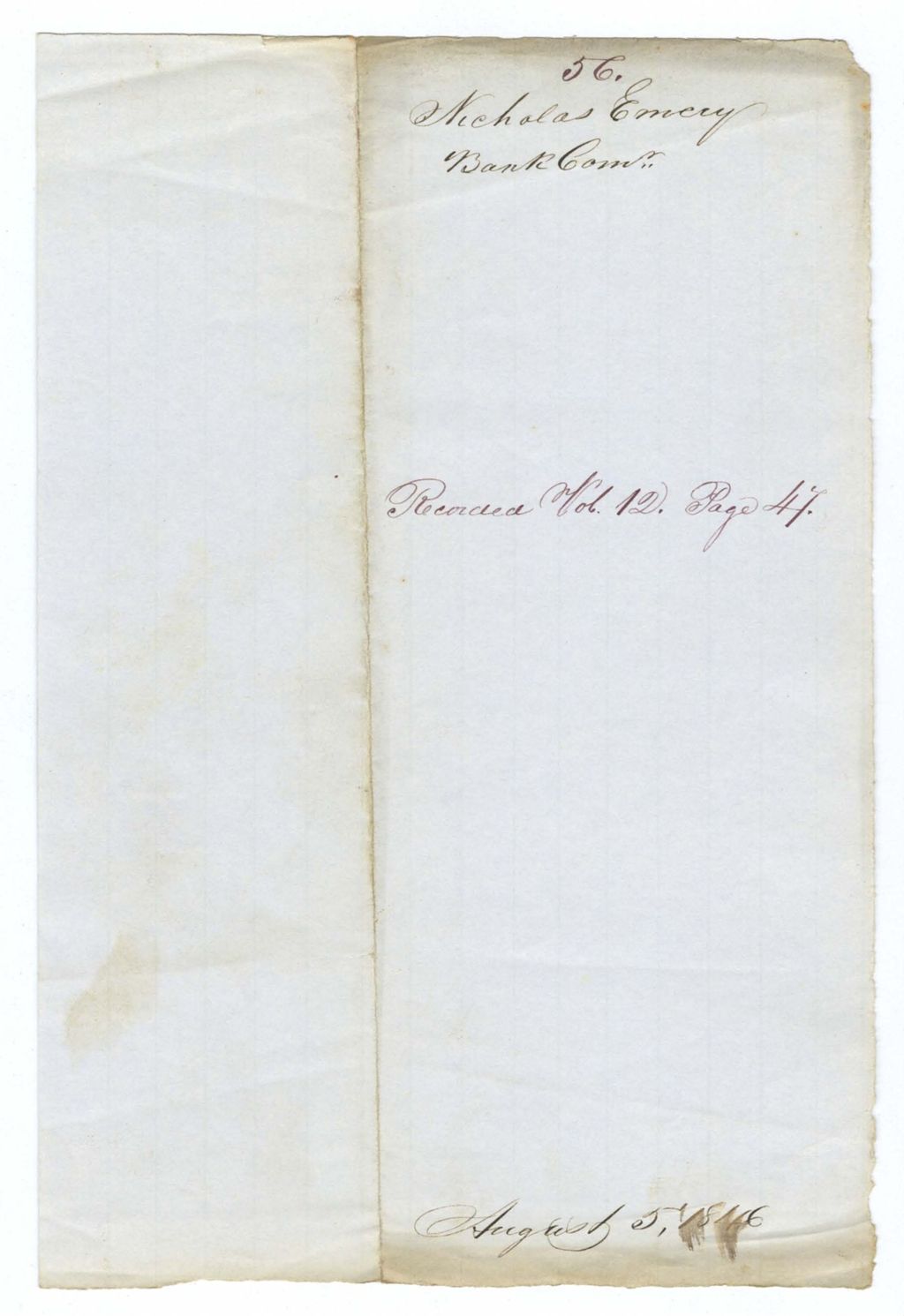 Miniature of Report 56: Report on the appointment of Nicholas Emery as Bank Commissioner