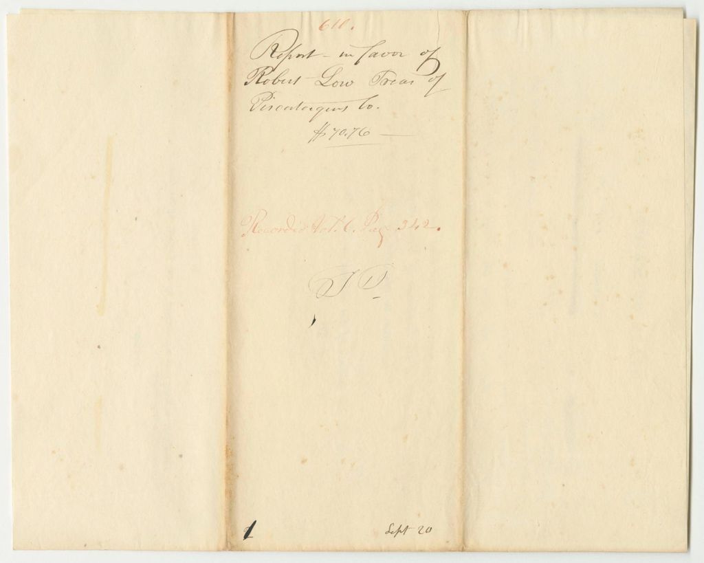Miniature of Report 610: Report in Favor of Robert Low, Treasurer of the Piscataquis County