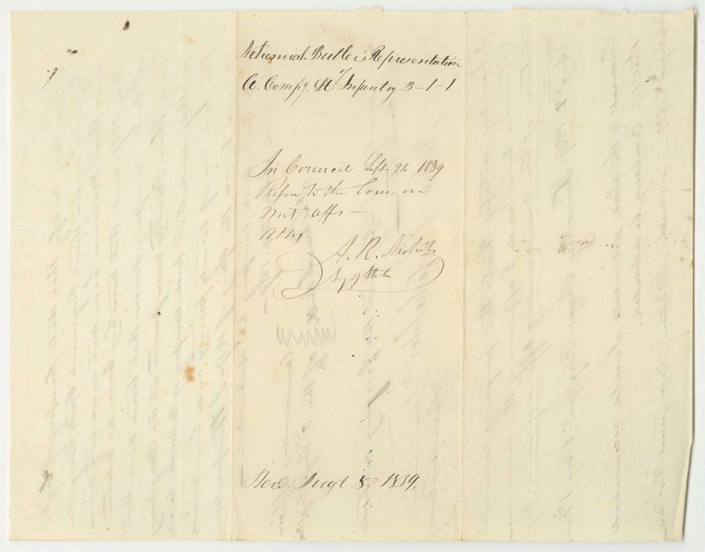 Miniature of Petition of Nehemiah Butler to Disband the "A" Company of Light Artillery