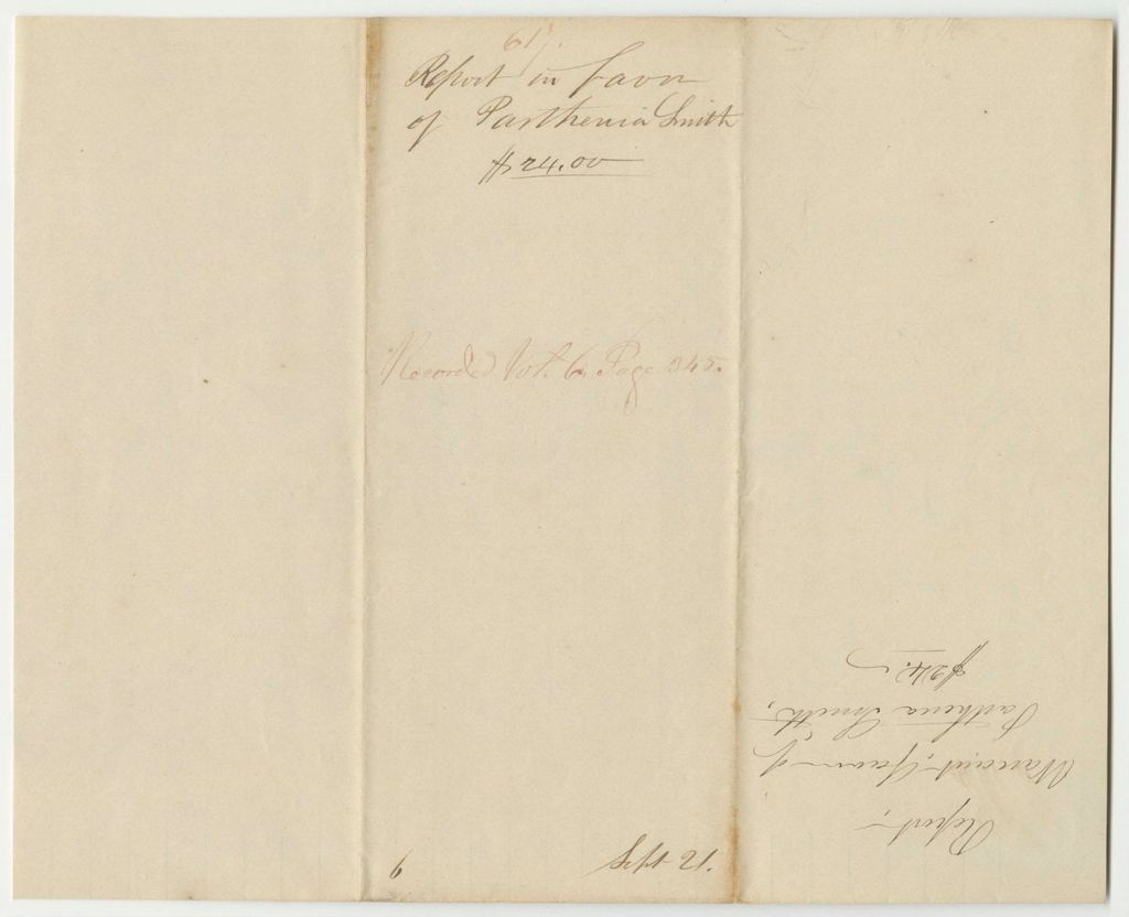 Miniature of Report 617: Report in Favor of Parthenia Smith for Teaching School in the Forks