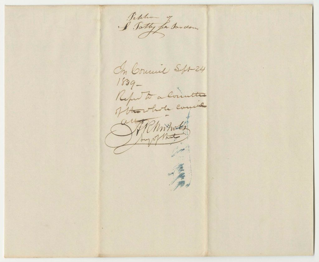 Miniature of Petition of Sumner Pattee for a Pardon