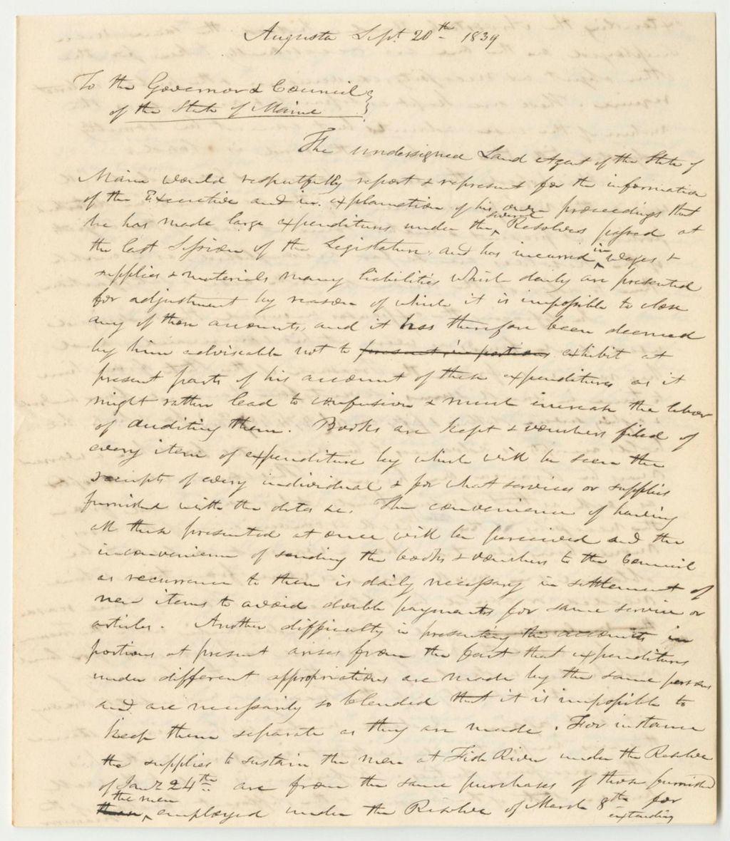 Miniature of Rufus McIntire's Report on His Expenditures as Land Agent