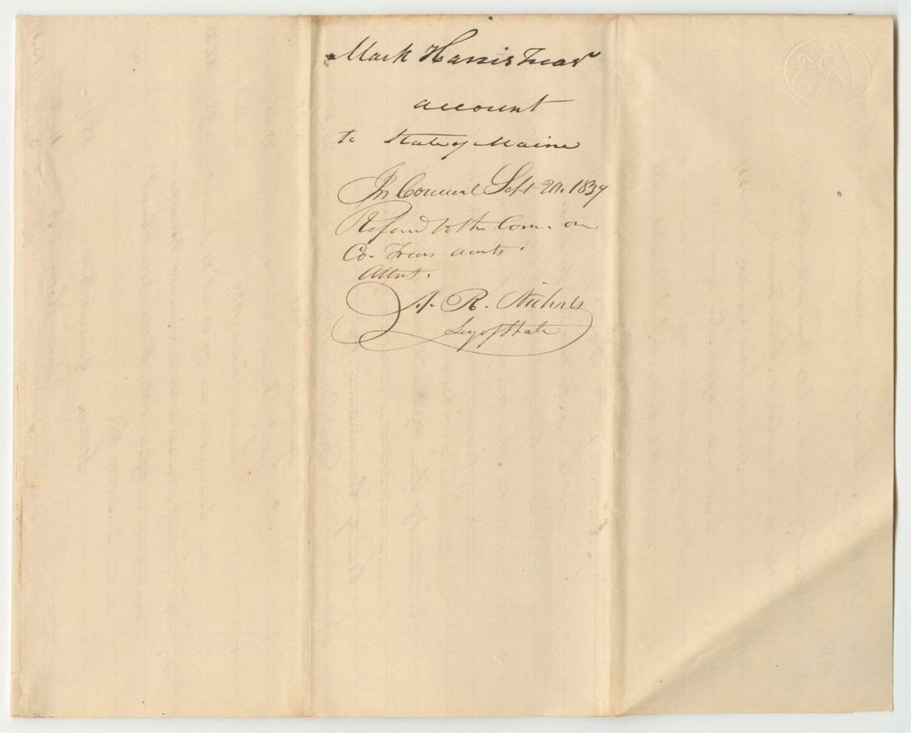Miniature of Account of Mark Harris, Cumberland County Treasurer