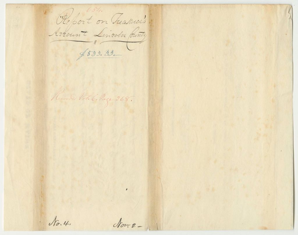 Miniature of Report 654: Report on the Account of William M. Boyd, Lincoln County Treasurer