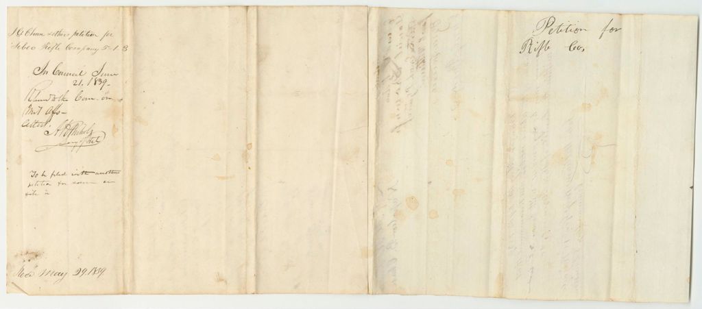 Miniature of Petition of J.G. Chase and Others for the Organization of the Sebec Rifle Company