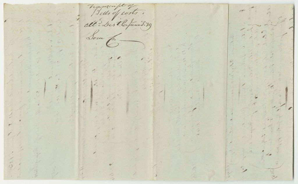 Miniature of Transcript of Bill of Cost Allowed at the District Court in Somerset County, June Term 1839