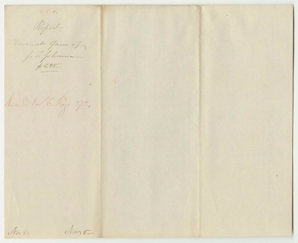 Miniature of Report 665: Warrant in Favor of J.F. Johnson as Clerk in the Secretary of State's Office