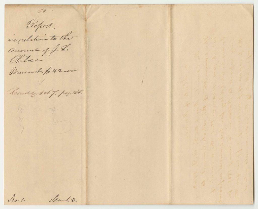 Miniature of Report 51: Report in Relation to the Account of James L. Child for Purchasing Supplies for the Troops Called by the Governor in 1839