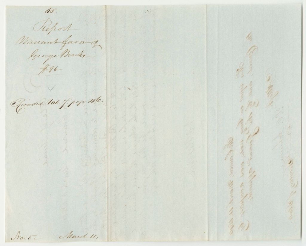 Miniature of Report 68: Warrant in Favor of George Brooks for a Pension
