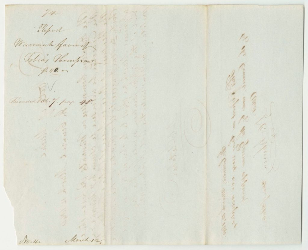 Miniature of Report 74: Warrant in Favor of Tobias Thompson for a Pension