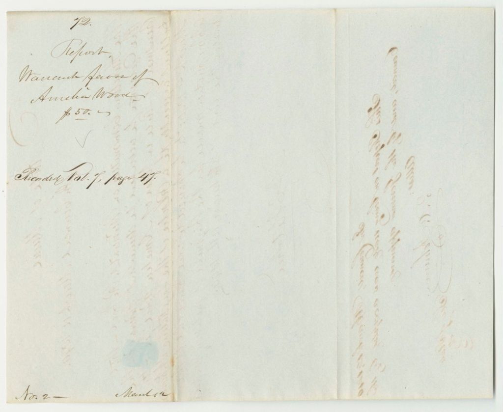 Miniature of Report 72: Warrant in Favor of Ameila Wood for a Pension