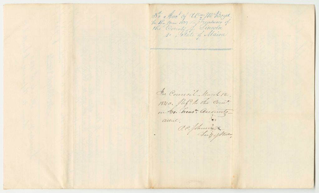 Miniature of Account of William M. Boyd, Treasurer of Lincoln County