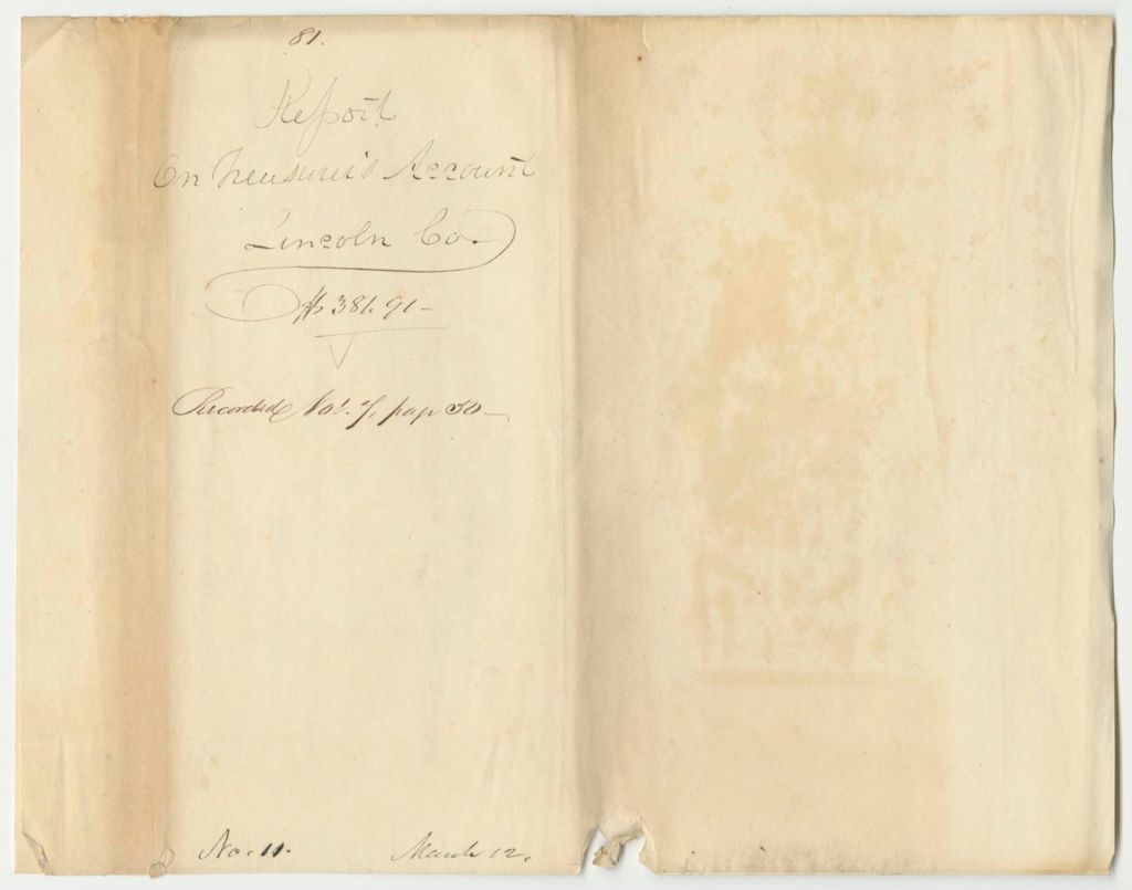 Miniature of Report 81: Report on the Account of William M. Boyd, Treasurer of Lincoln County