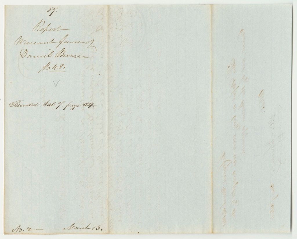 Miniature of Report 87: Warrant in Favor of Daniel Brown for a Pension