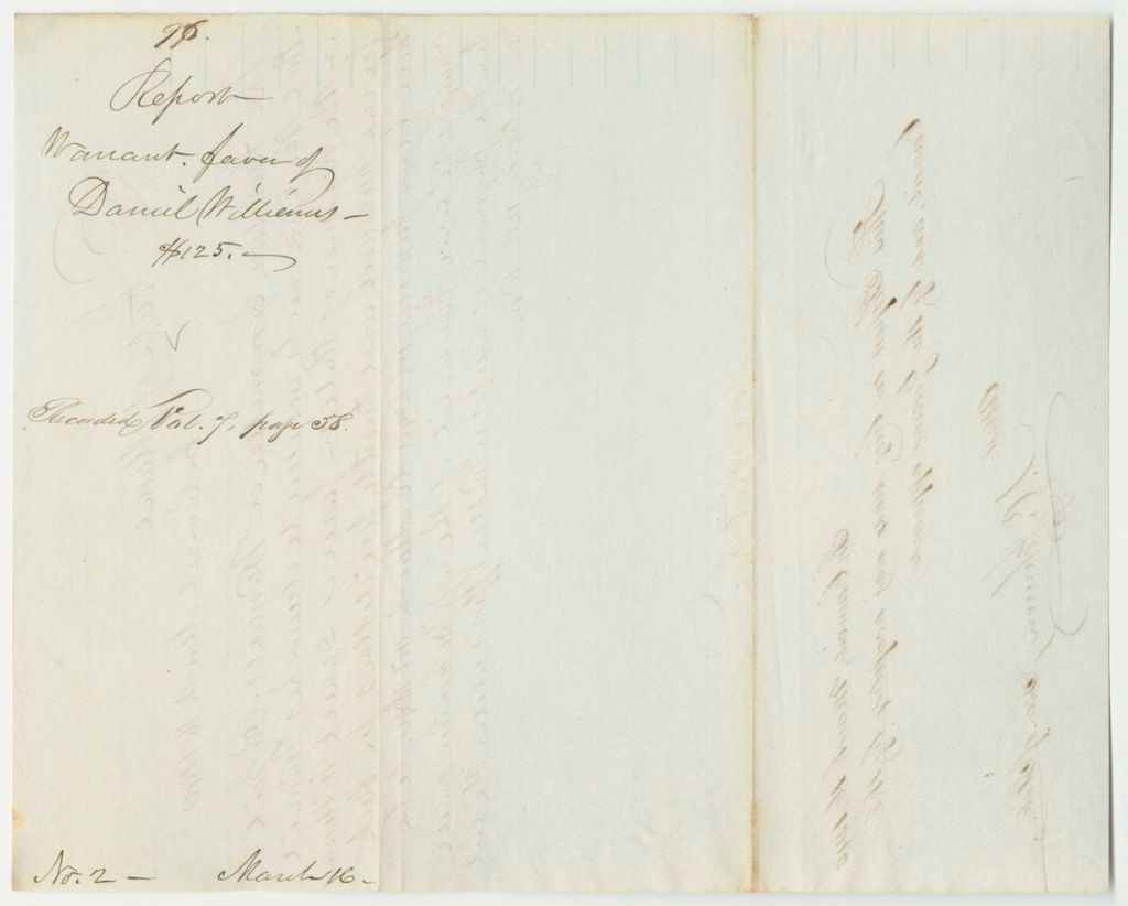 Miniature of Report 96: Warrant in Favor of Daniel Williams for Clerk Hire