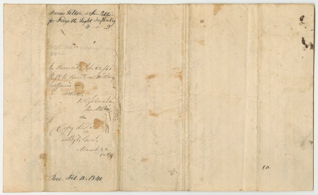 Miniature of Petition of Annas Tilton for the Organization of a Light Infantry Company in Fayette