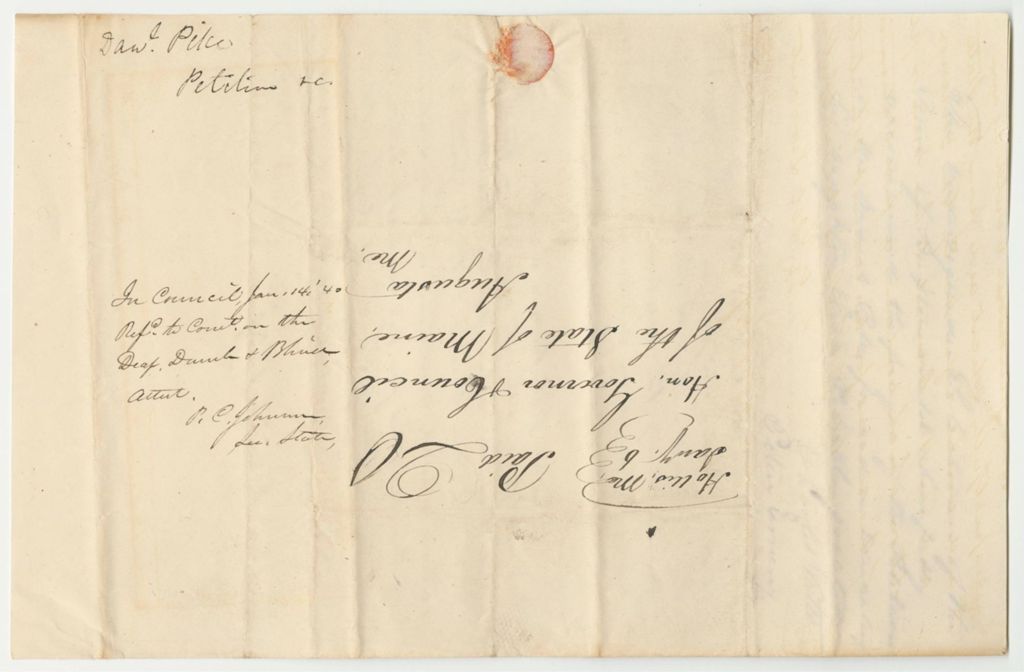 Miniature of Petition of Daniel Pike for His Daughter, Eliza Pike, to Be Continued at the American Asylum in Hartford