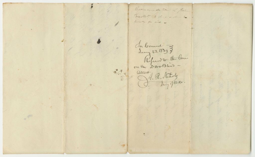 Miniature of Recommendation of Joshua Brackett, a Deaf and Dumb Person, for Aid