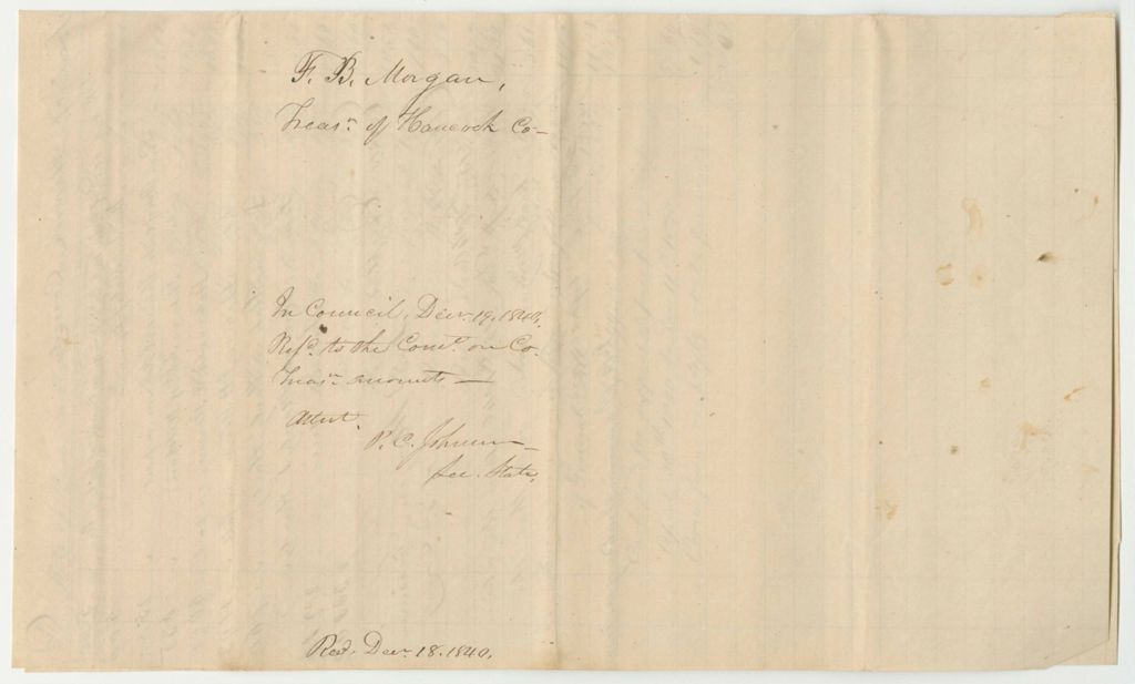 Miniature of Account of F.B. Morgan, Hancock County Treasurer