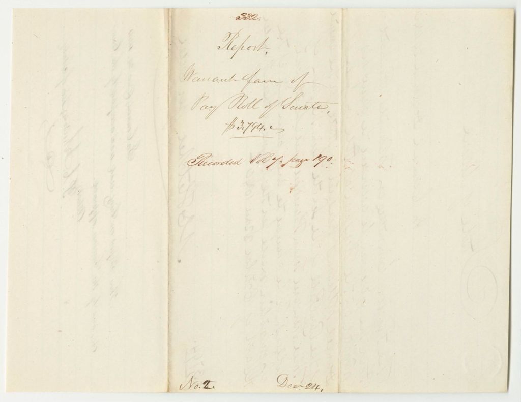 Miniature of Report 332: Report on the Warrant in Favor of The Payroll of the Senate