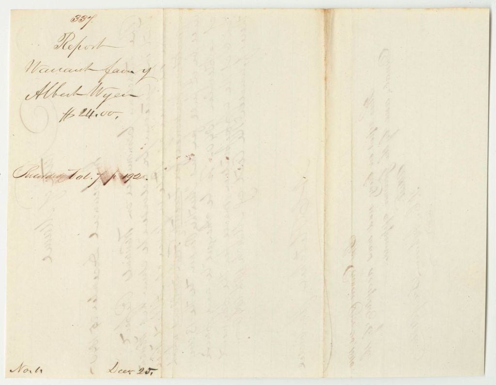 Miniature of Report 337: Report on the Warrant in Favor of Albert Wyer for a Military Pension